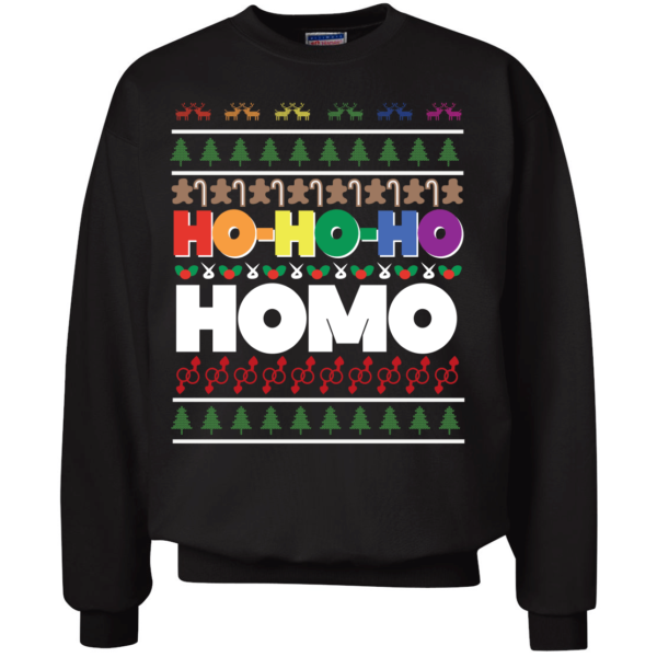 Ho Ho Ho Homo LGBT Gay Pride Funny Rainbow Xmas Christmas Sweater Apparel