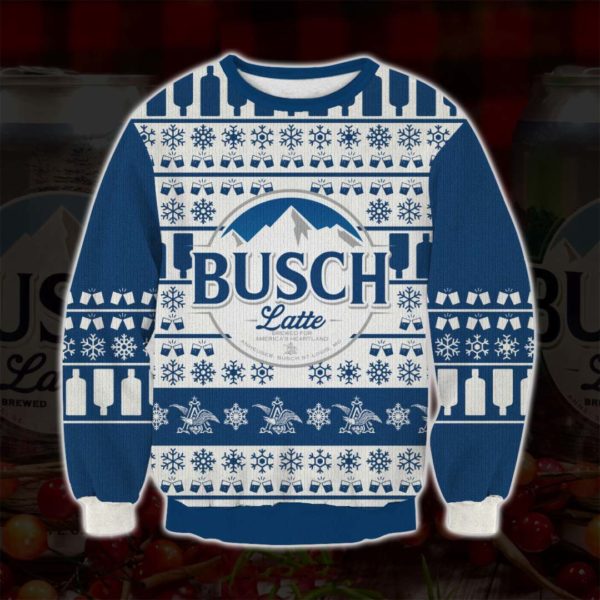 Busch Latte 3D Print Knitting Parttern Christmas Sweatshirt Apparel