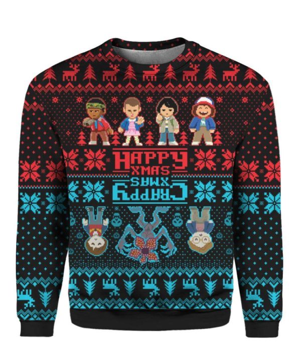 Crappy Xmas Stranger Things 3D Christmas Sweater Apparel