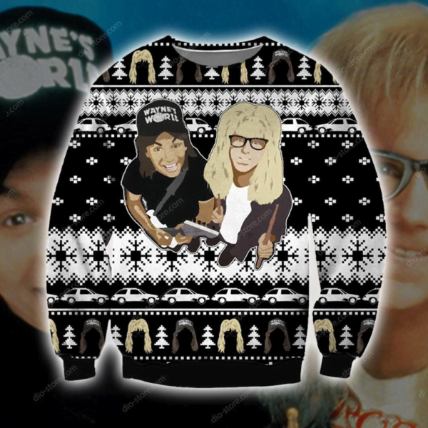 1992 Wayne's World 3D All Over Print Christmas Sweatshirt Apparel