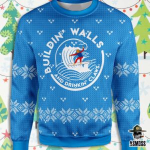 Building War & Drinking Claws Trump Surf on White Claws 3D Christmas Sweatshirt Apparel