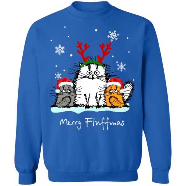 3 Cats Merry Fluffmas Christmas Sweatshirt Apparel