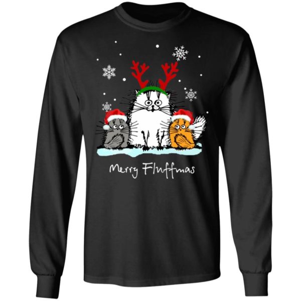 3 Cats Merry Fluffmas Christmas Sweatshirt Apparel