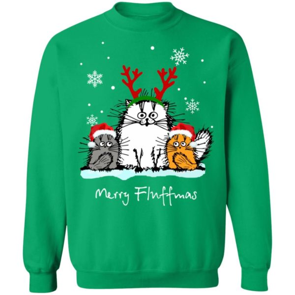 3 Cats Merry Fluffmas Christmas Sweatshirt Apparel