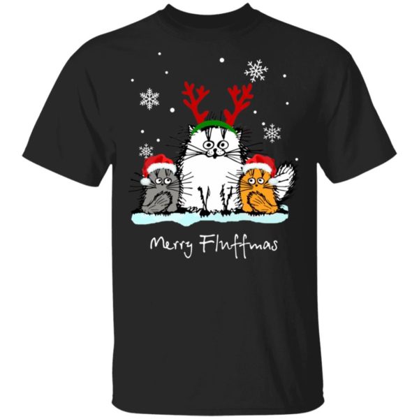 3 Cats Merry Fluffmas Christmas Sweatshirt Apparel