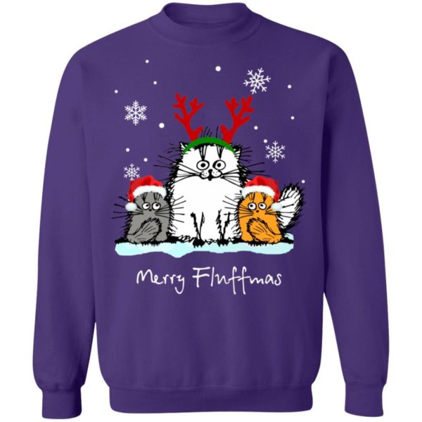 3 Cats Merry Fluffmas Christmas Sweatshirt Apparel