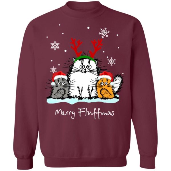 3 Cats Merry Fluffmas Christmas Sweatshirt Apparel