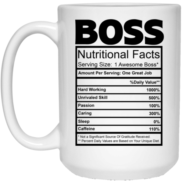 Boss Nutritional Facts Funny Coffee Mug Apparel