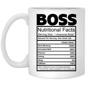 Boss Nutritional Facts Funny Coffee Mug Apparel