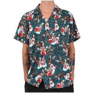 Christmas Men Santa Claus Printing 3D Hawaiian Shirt Apparel