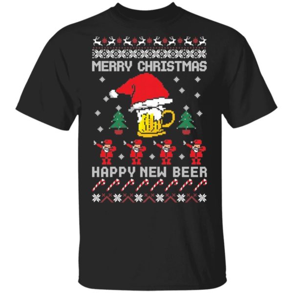 Merry Christmas Happy New Beer Christmas Shirt Apparel