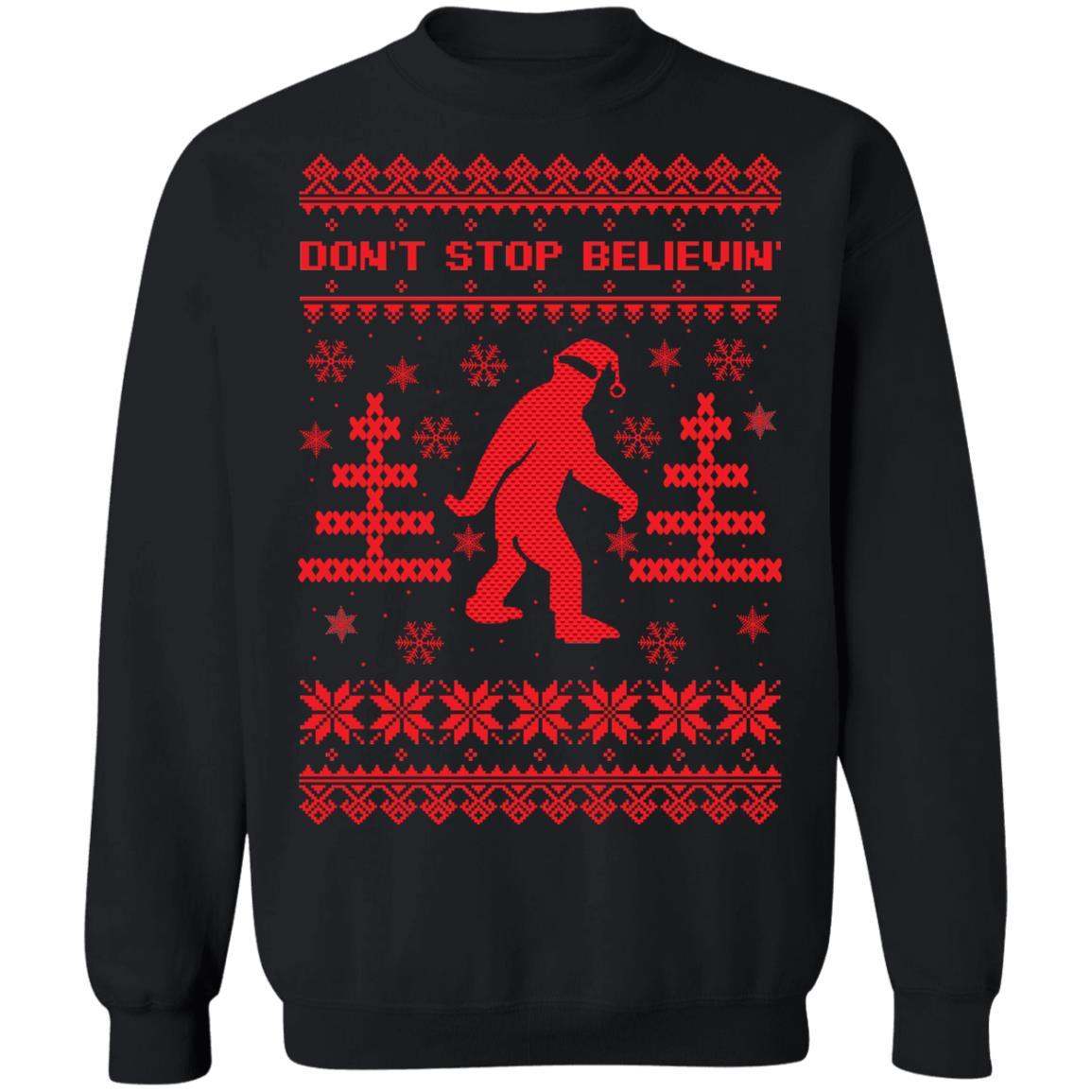 Don’t Stop Believin’ Bigfoot Christmas Shirt Apparel Don’t Stop Believin’ Bigfoot Christmas Shirt Apparel