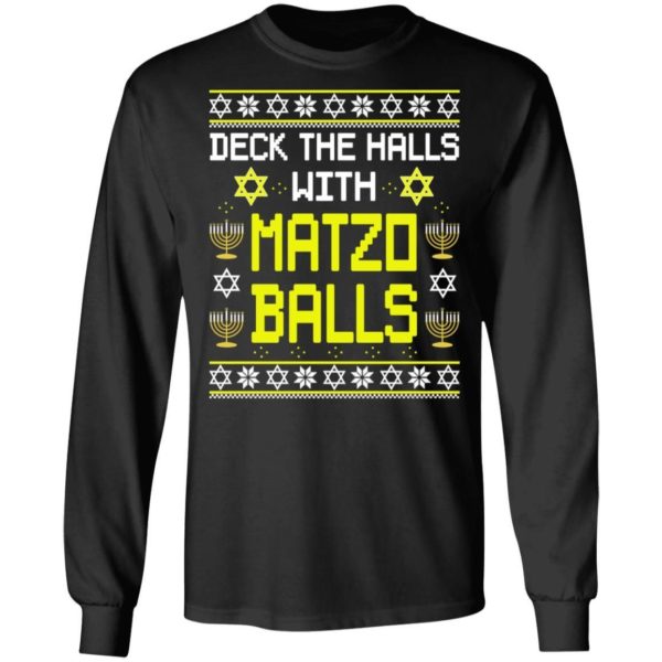 Deck The Halls With Matzo Balls Funny Jewish Hanukkah Christmas Shirt Apparel