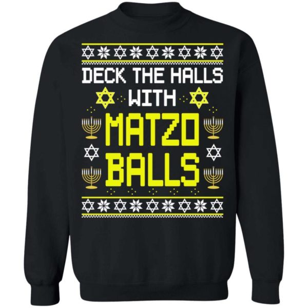 Deck The Halls With Matzo Balls Funny Jewish Hanukkah Christmas Shirt Apparel