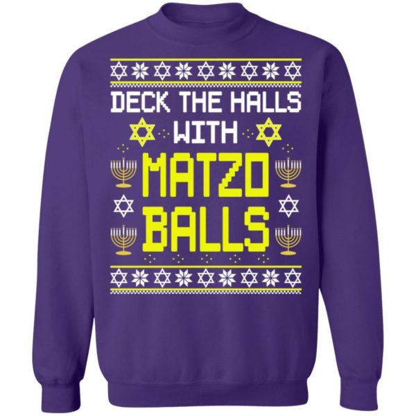 Deck The Halls With Matzo Balls Funny Jewish Hanukkah Christmas Shirt Apparel