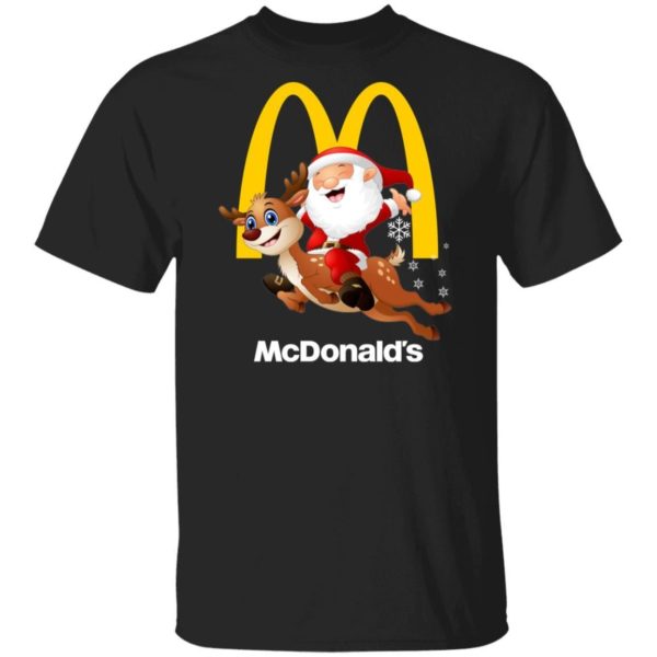 Santa Claus Riding Reindeer McDonald’s Shirt Apparel