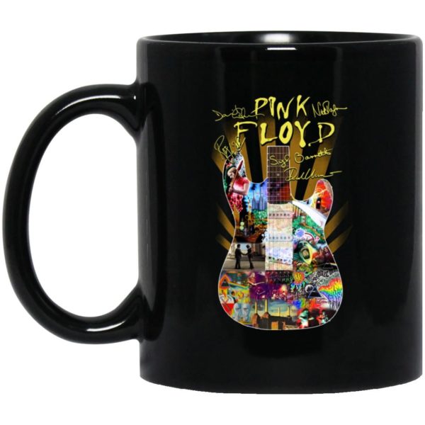Pink Flord Colorful Guitar All Members Signature Coffee Mug Apparel