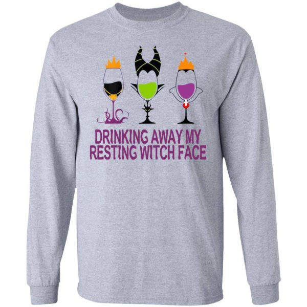 Disney Witch Drinking Away My Resting Witch Face Wine Halloween Costume Shirt Apparel