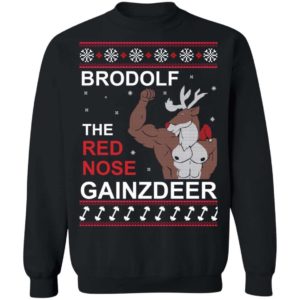 Brodolf The Red Nose Gainzdeer Muscle Christmas Shirt Apparel