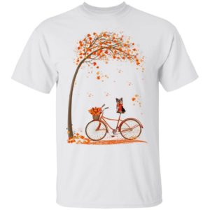 Lovely Yorkie In Fall, Funny Dog Riding Bicycle Light Version Shirt Apparel
