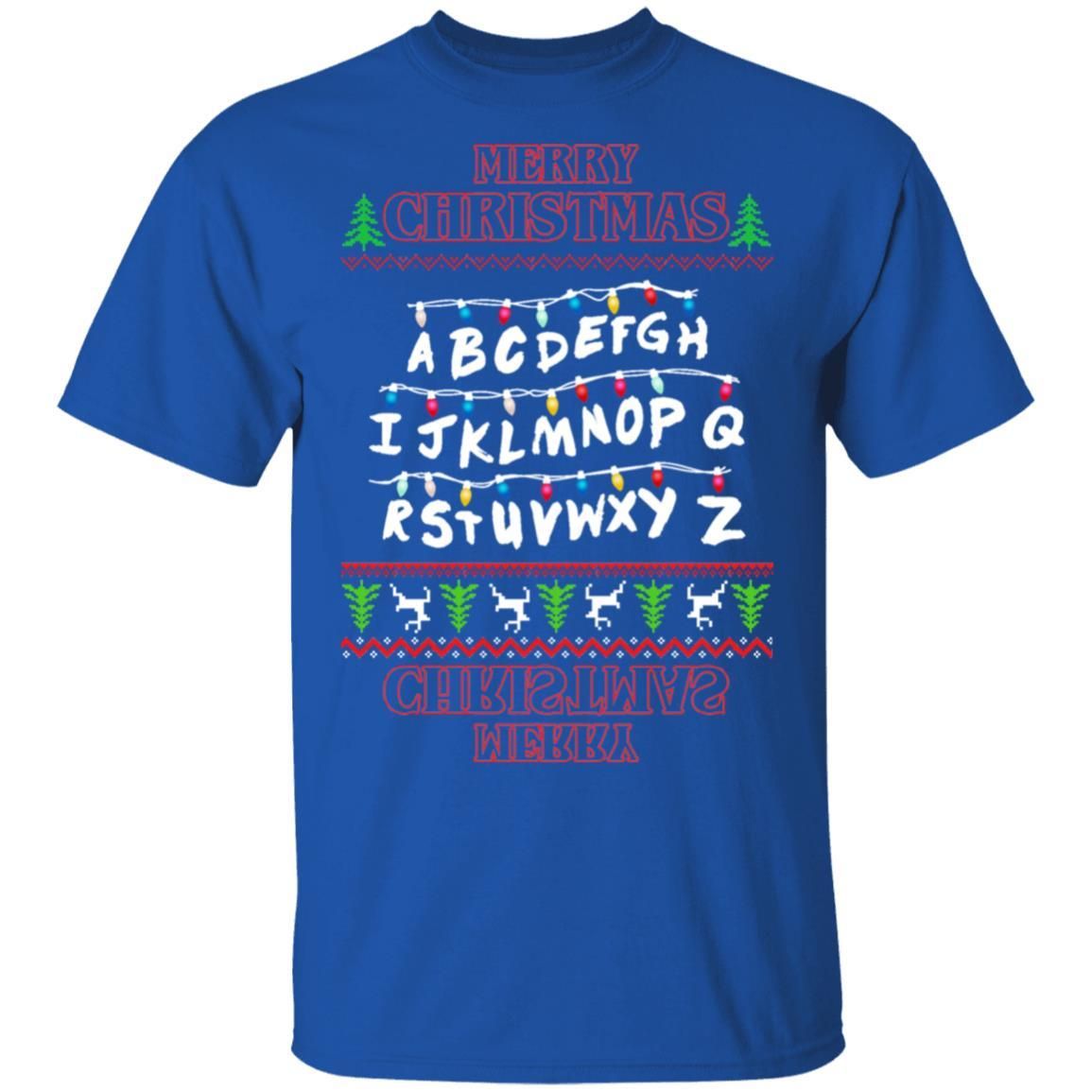 Merry Christmas Stranger Things Alphabet Sweater Apparel Merry Christmas Stranger Things Alphabet Sweater Apparel