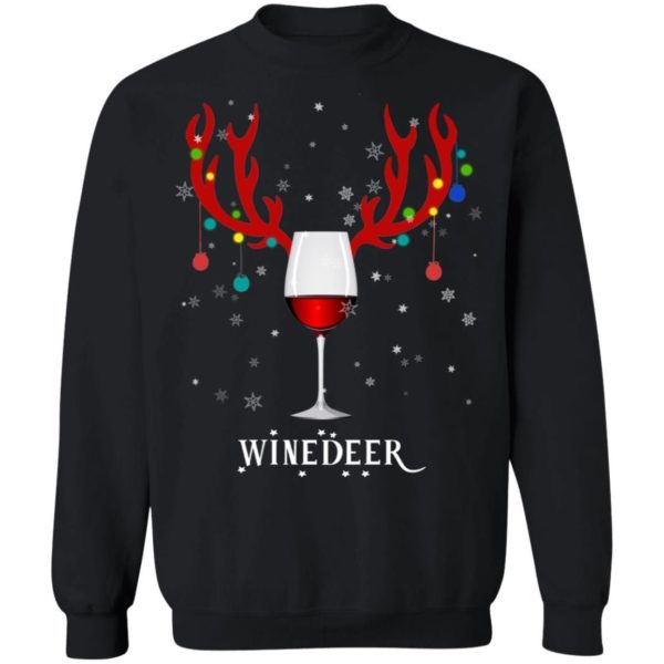 Winedeer Sweatshirt Reindeer Wine Christmas Shirt Apparel