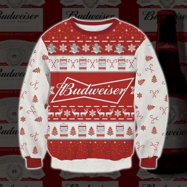Budweiser 3D Print Ugly Christmas Sweatshirt Apparel