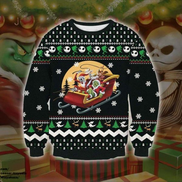 Jack and Grinch 3D Print Christmas Sweatshirt Apparel