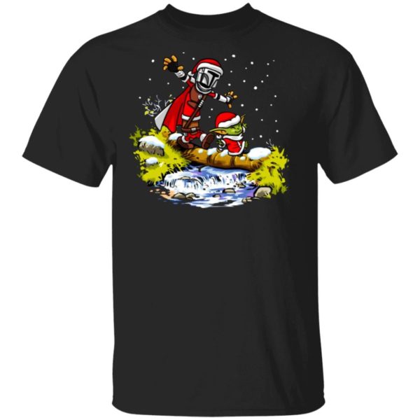 Baby Yoda Star Wars Walking Under The Snow Christmas Apparel