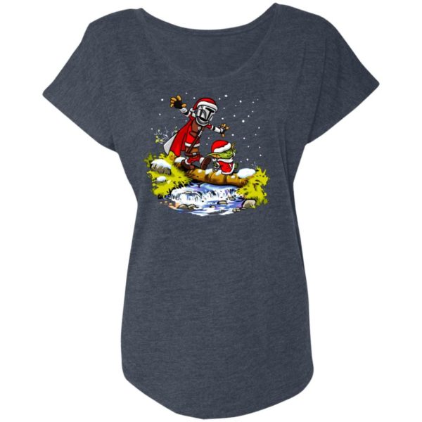 Baby Yoda Star Wars Walking Under The Snow Christmas Apparel