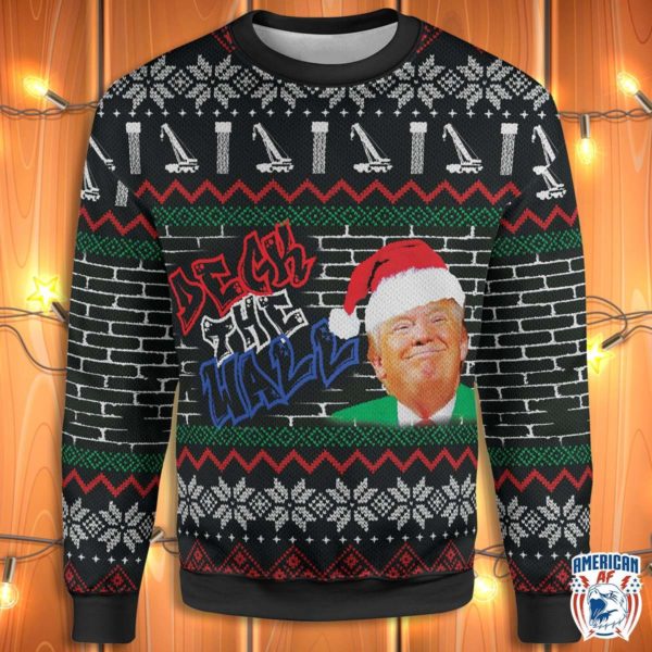 Trump Deck The Wall 3D All Over Print Christmas Sweatshirt Apparel