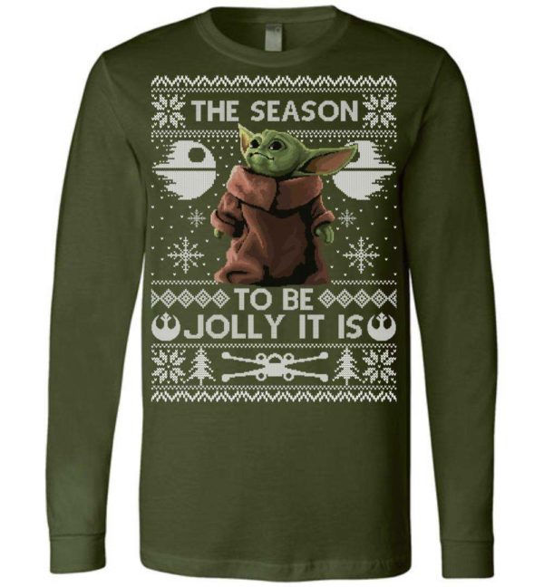 To Be Jolly Baby Yoda Ugly Christmas Long Sleeve T Shirt Apparel