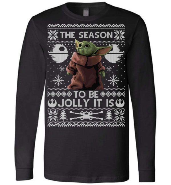 To Be Jolly Baby Yoda Ugly Christmas Long Sleeve T Shirt Uncategorized