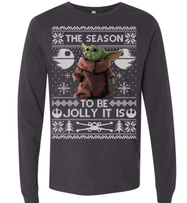 To Be Jolly Baby Yoda Ugly Christmas Long Sleeve T Shirt Apparel