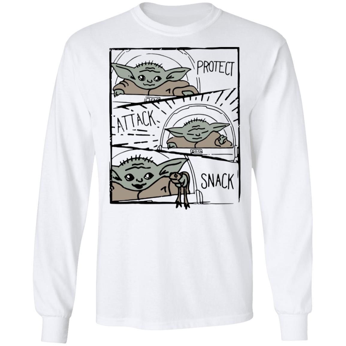 Star Wars Mandalorian Baby Yoda The Child Protect Attack Snack Shirt Apparel Star Wars Mandalorian Baby Yoda The Child Protect Attack Snack Shirt Apparel