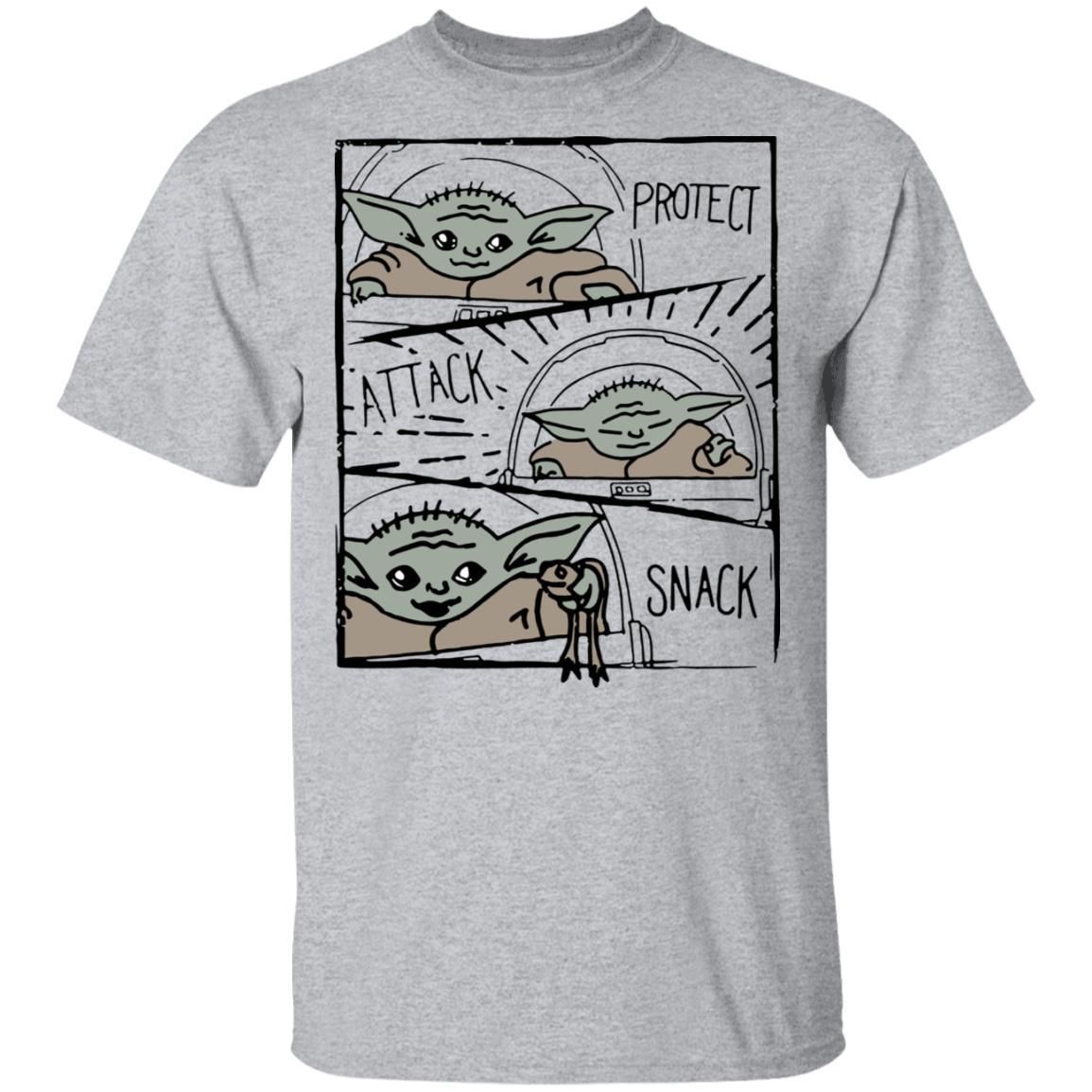 Star Wars Mandalorian Baby Yoda The Child Protect Attack Snack Shirt Apparel Star Wars Mandalorian Baby Yoda The Child Protect Attack Snack Shirt Apparel