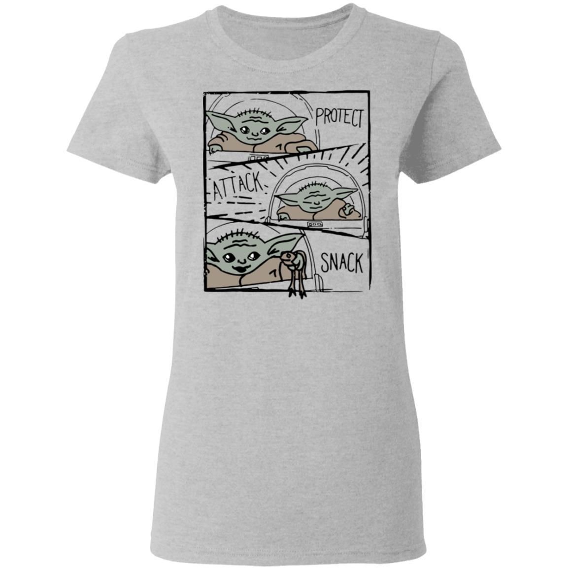 Star Wars Mandalorian Baby Yoda The Child Protect Attack Snack Shirt Apparel Star Wars Mandalorian Baby Yoda The Child Protect Attack Snack Shirt Apparel