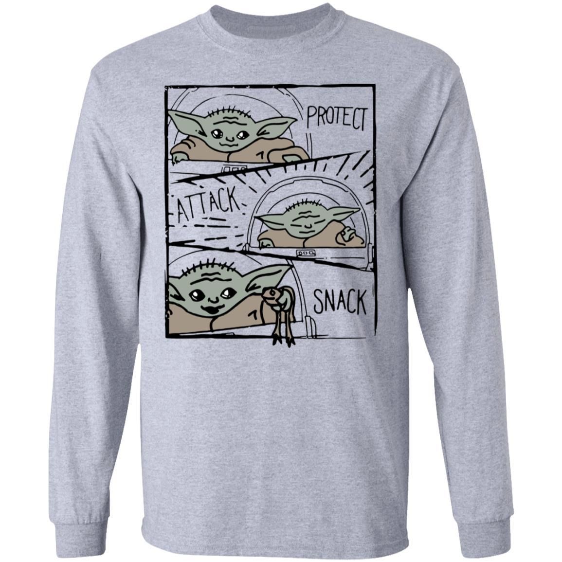 Star Wars Mandalorian Baby Yoda The Child Protect Attack Snack Shirt Apparel Star Wars Mandalorian Baby Yoda The Child Protect Attack Snack Shirt Apparel