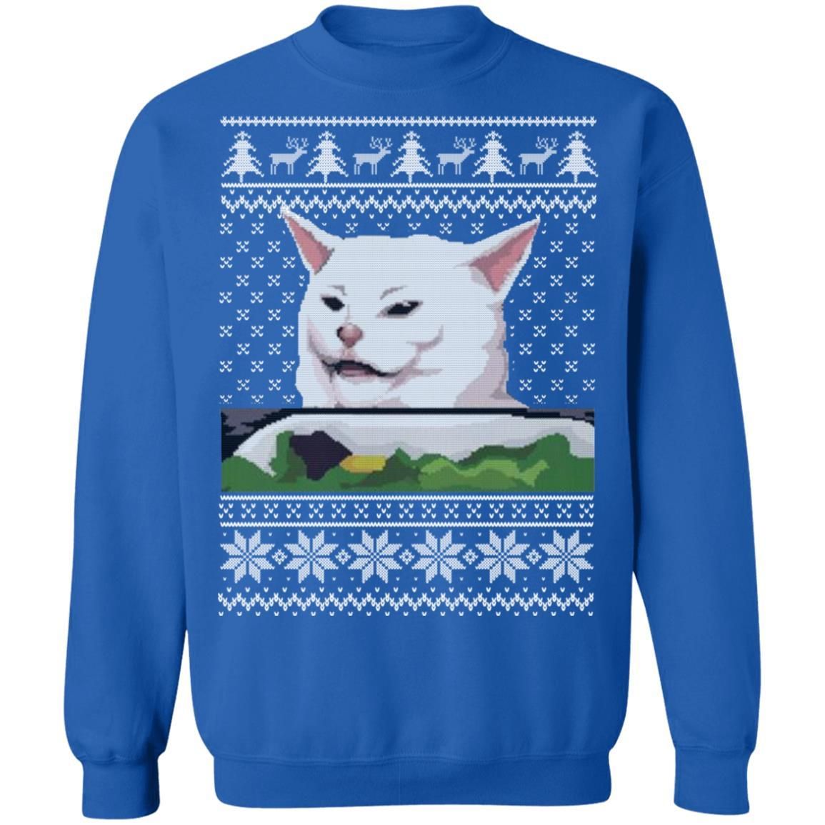 Confused Cat at Dinner Christmas Sweatshirt Apparel Confused Cat at Dinner Christmas Sweatshirt Apparel