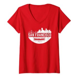 San Francisco, CA | The City Vintage Skyline Football Town V Neck T Shirt Apparel