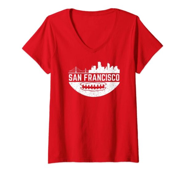 San Francisco, CA | The City Vintage Skyline Football Town V Neck T Shirt Apparel