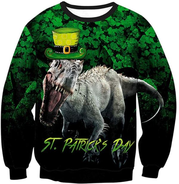 St Patricks Dinosaurs 3D Irish Sweatshirt Apparel