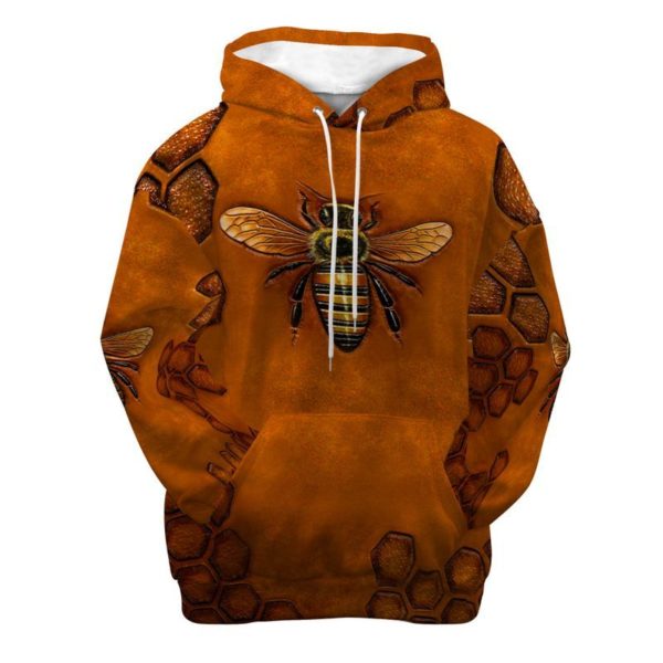 Love Bee 3D Brown Hoodie Apparel