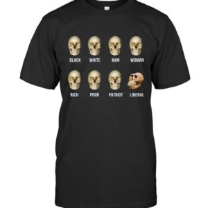 Black White Patriot Liberal Skull Shirt Apparel