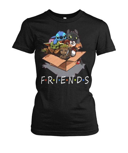 FRIENDS Yoda Groot Stitch Gremlin In A Box Shirt Apparel FRIENDS Yoda Groot Stitch Gremlin In A Box Shirt Apparel