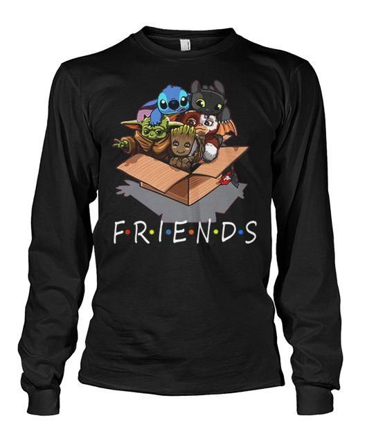 FRIENDS Yoda Groot Stitch Gremlin In A Box Shirt Apparel FRIENDS Yoda Groot Stitch Gremlin In A Box Shirt Apparel