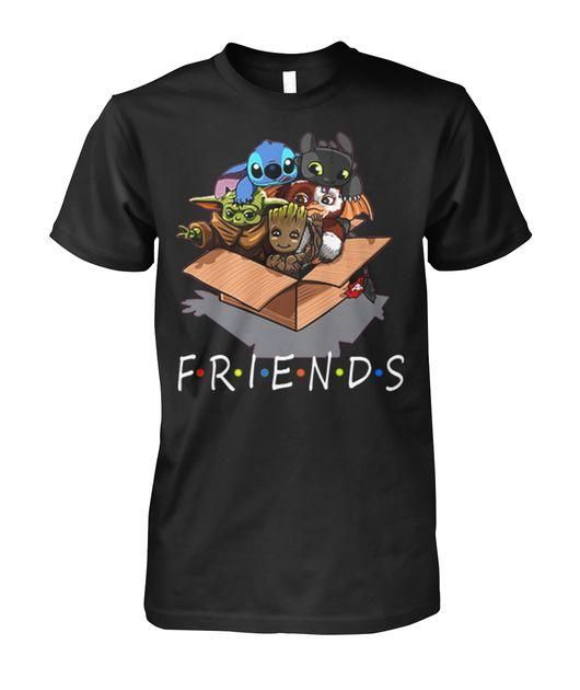 FRIENDS Yoda Groot Stitch Gremlin In A Box Shirt Apparel FRIENDS Yoda Groot Stitch Gremlin In A Box Shirt Apparel