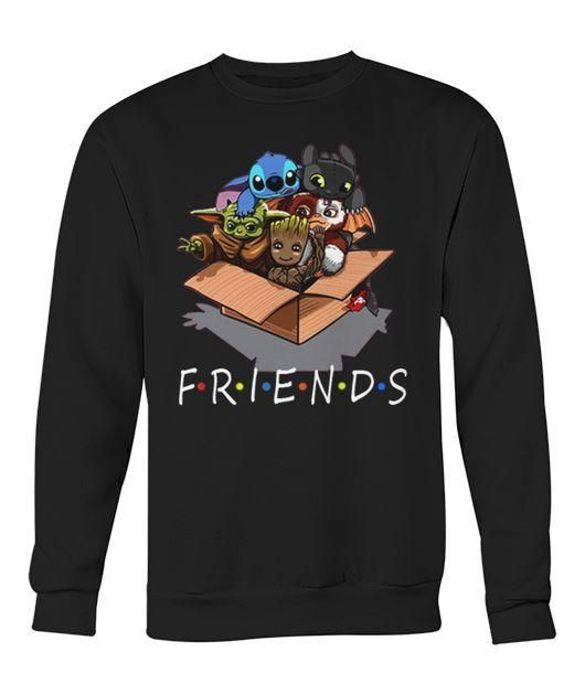 FRIENDS Yoda Groot Stitch Gremlin In A Box Shirt Apparel FRIENDS Yoda Groot Stitch Gremlin In A Box Shirt Apparel
