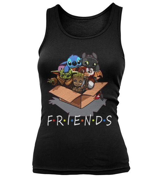 FRIENDS Yoda Groot Stitch Gremlin In A Box Shirt Apparel FRIENDS Yoda Groot Stitch Gremlin In A Box Shirt Apparel