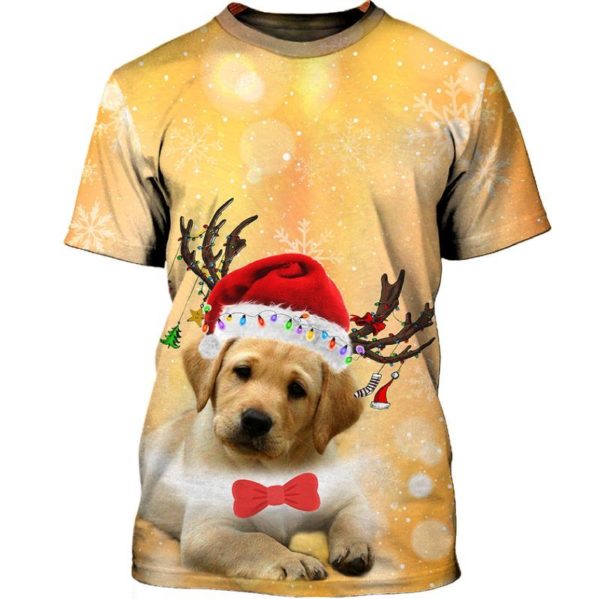 Labrador Retriever Puppies Reindeer Christmas 3D Shirt Apparel
